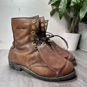 IRON AGE Leather Western Steel Toe Zip Side Biker Work Riding Boots Mens 8.5 3E